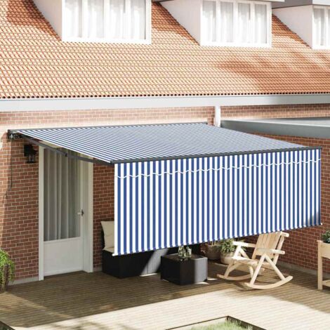 Retractable Awning Manual Blue and anthracite 400 x 300 cm vidaXL