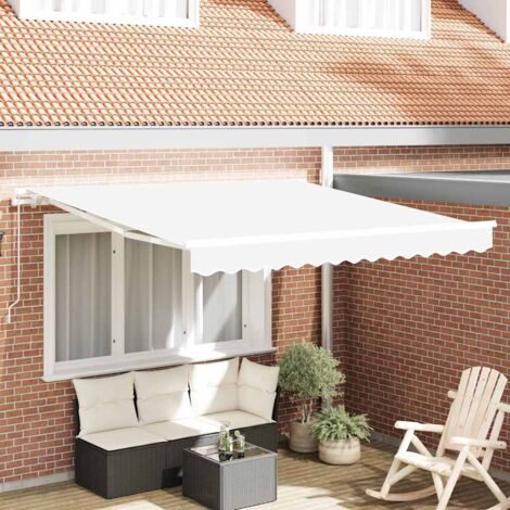 Retractable Awning Manual White 350 x 250 cm Fabric vidaXL