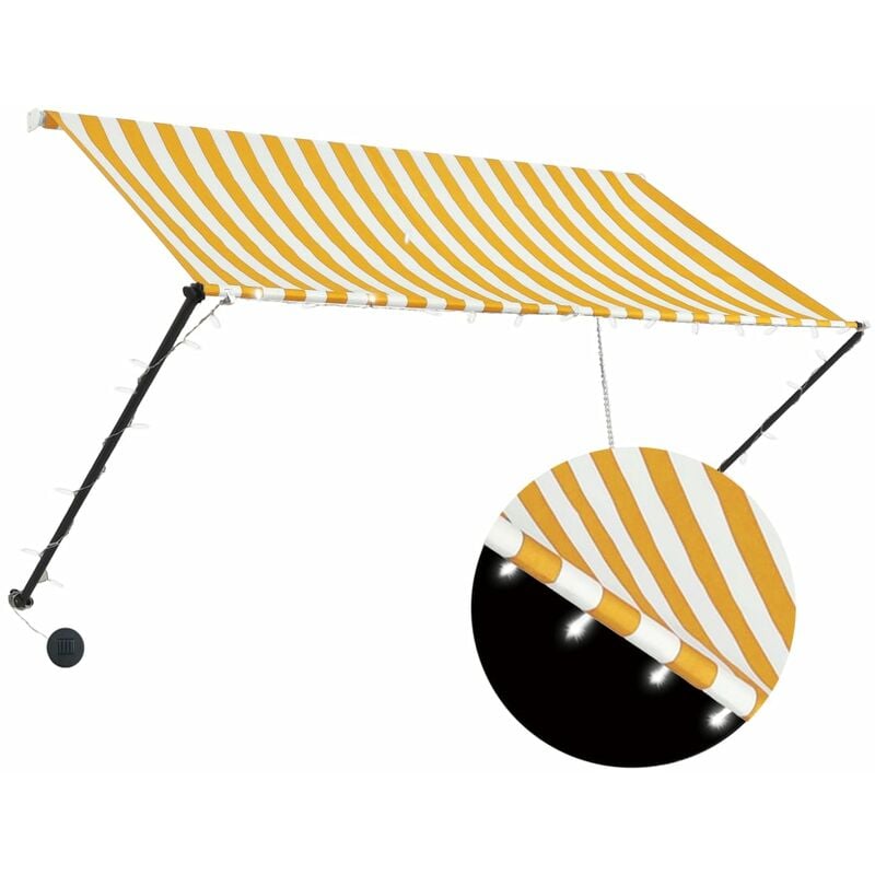 Retractable Awning with LED 250x150 cm Yellow and White - Yellow - Vidaxl