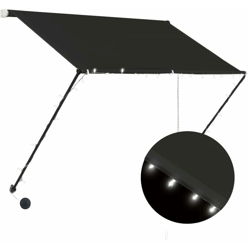 Vidaxl - Retractable Awning with led 150x150 cm Anthracite