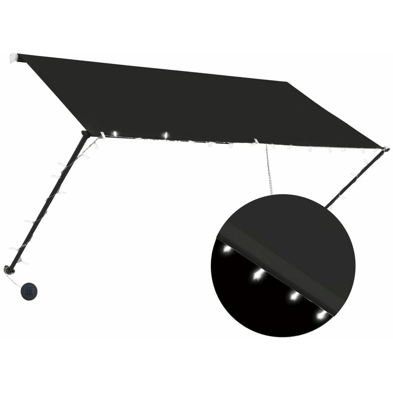 Vidaxl - Retractable Awning with led 250x150 cm Anthracite