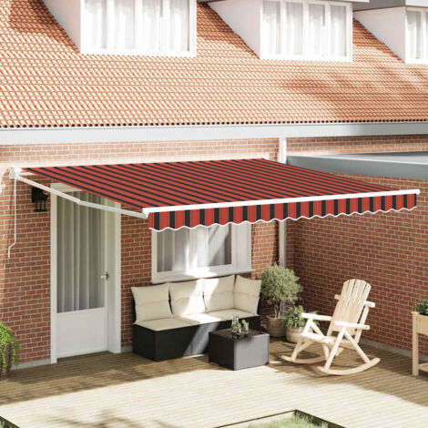 Retractable Awning Yellow and orange 400 x 350 cm Polyester vidaXL