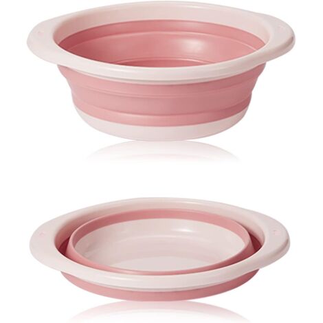 Retractable Basin, Collapsible Basin, Multifunctional Medium Round Collapsible Dishwashing Bowl, Portable Space-Saving Collapsible Bowl for Washing Vegetables, Dishes, Underwear (Pink)