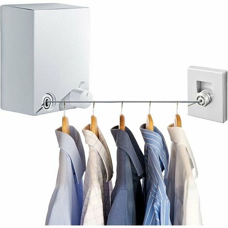 Retractable Clothesline, Stainless Steel Expandable Washing Line, Portable Washing Line Drying Rack 4.2m Adjustable Wire, Punch and Wall Mount for Indoor and Outdoor
