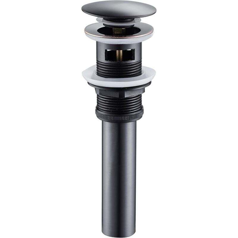 Image of Retractable drain plug with overflow, brass&hellip;