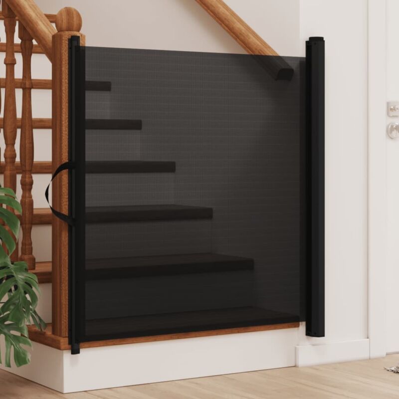Retractable Pet Gate Black 102.5x125 cm Vidaxl