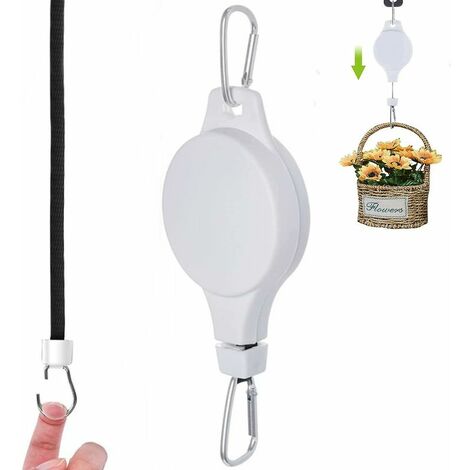 Retractable Plant Pulley, Hanging Basket Pulley, Plant Pulley Hanger, Flower Basket Hook,white