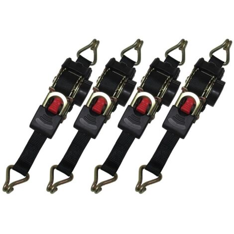 Retractable Ratchet Tie Down Strap with Claw Hook x4 (3M Auto Lashing 0.3T 25MM)