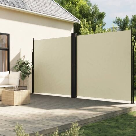 Retractable Side Awning，Side Shade Awning Cream 200x600 cm VSVS471594