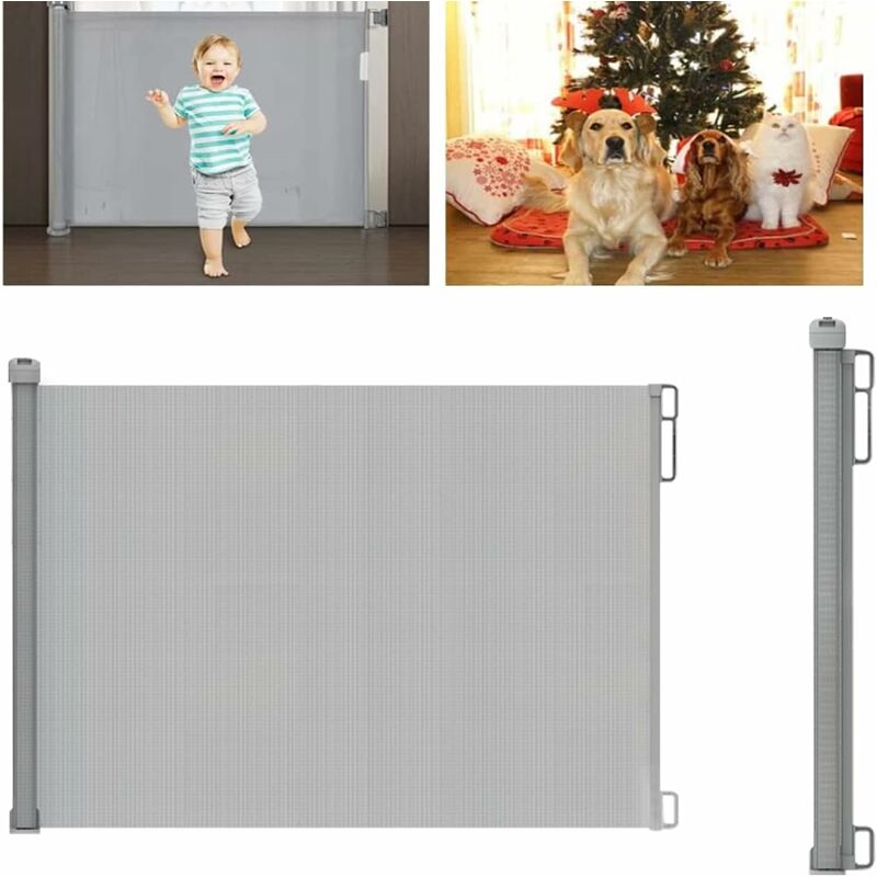 Briefness - Retractable Stair Gate for Baby Pet, Extra Wide Baby Gate One-Hand Operation Safety Gate, Kids Safety Gate for Stairs, Hallways, Kitchen,