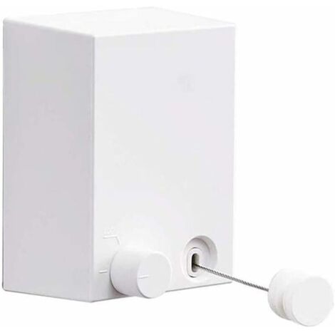 Retractable Wall-Mounted Indoor Clothes Drying Rack with 4.2m Adjustable Steel Cable, Sealant and Screws Included (White)