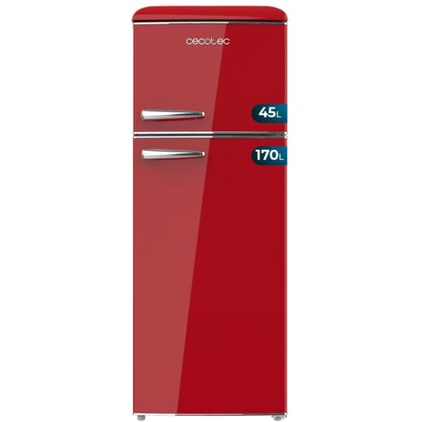 Retro 2D Origin Red Mini-Kühlschrank, Fassungsvermögen of 85L, Klasse E, LED innen.