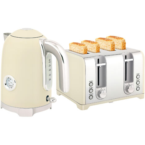 Retro 3000W Kettle and Toaster Set - Cream