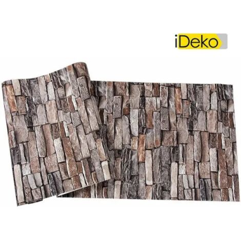 Rétro 3D PVC Papier Peint Simulation Briques Antique Naturel Décoration Brun gris 10 0.53 (M)