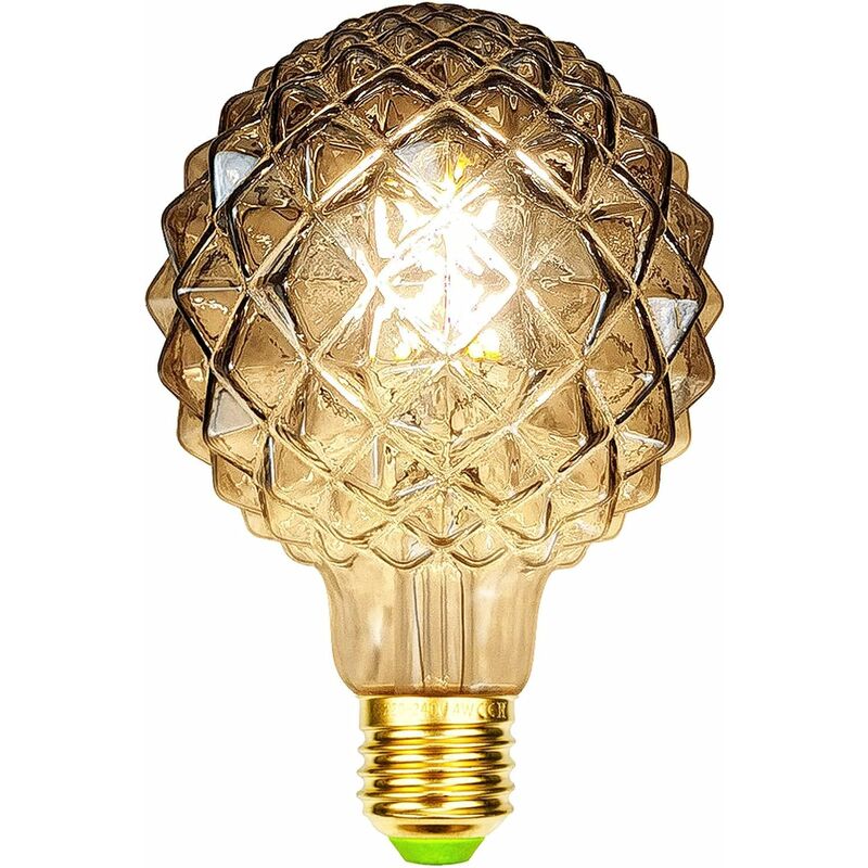 Rétro Ampoules led Filament Edison Ampoules 4W Fumée Verre 220/240V E27 Cristal Ampoules Décoratives Art Déco G95 Cristal (Ananas) [Classe