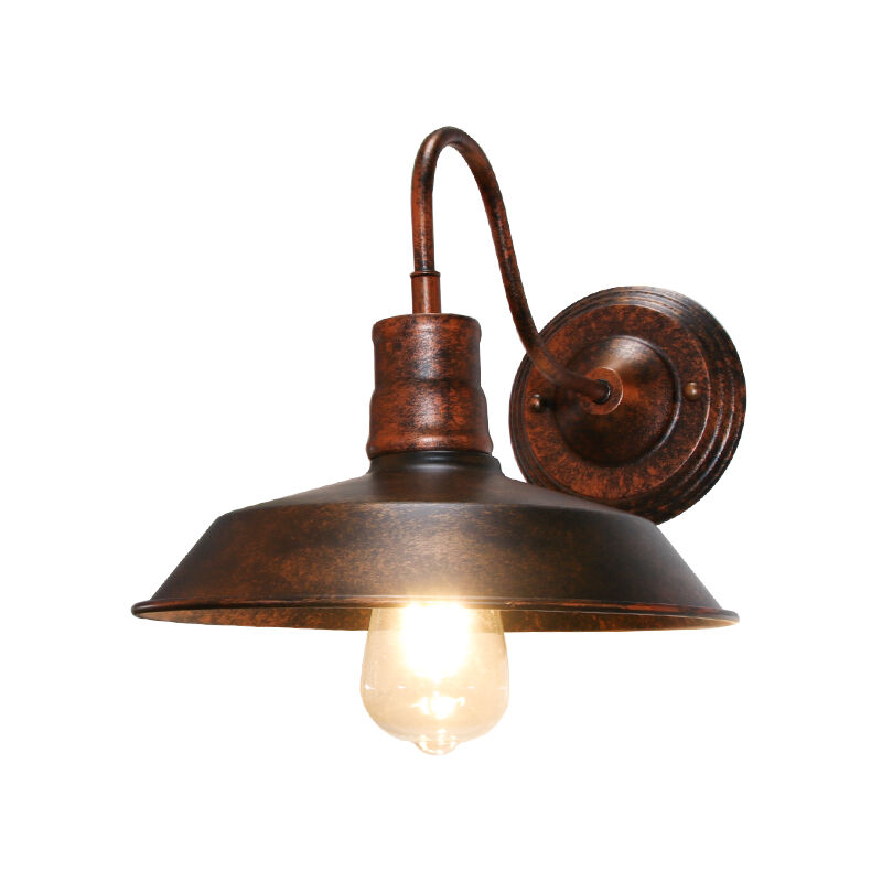 Stoex - Retro Antique Wall Sconce Iron Wrought Metal Wall Light Creative Nostalgic Industrial Wall Lamp for Loft Cafe Office Rust 26CM