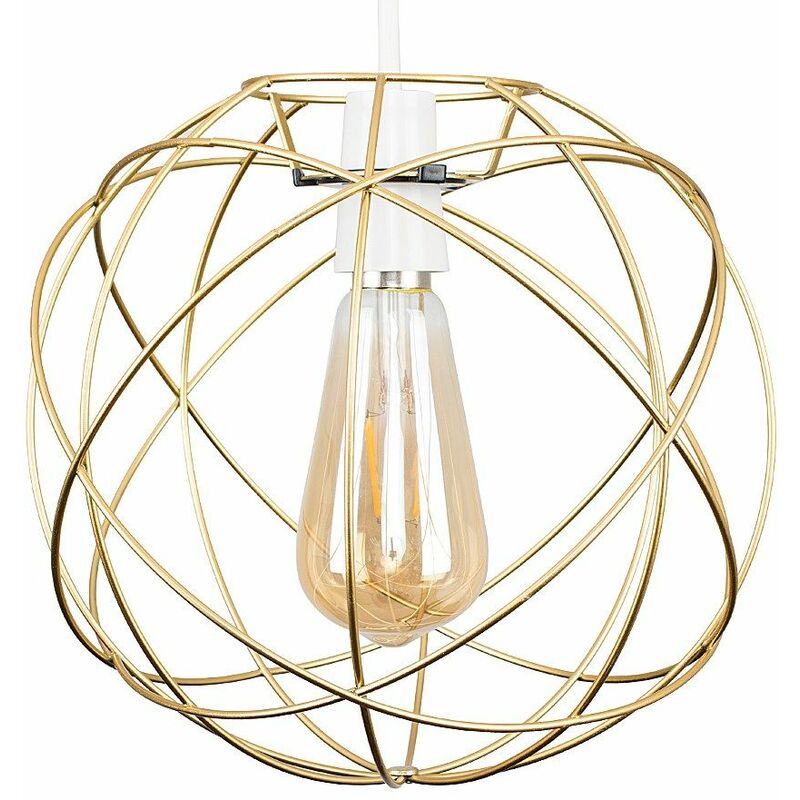 Atom Metal Basket Cage Ceiling Pendant Light Shade - Gold - No Bulb