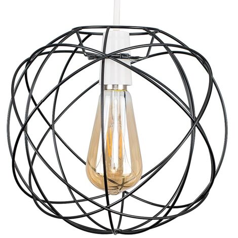 Atom Metal Basket Cage Ceiling Pendant Light Shade - Matt Black
