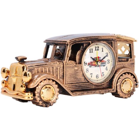 Retro-Autowecker mit großem Zifferblatt und Stifthalter für Kinder – Bronze
