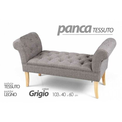 Retro-Bank aus grauem Bettstoff cm 103 x 40 x 60 h