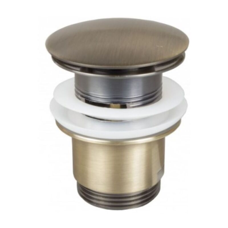 Rawiplast - Retro Bathroom Antique Brass Slotted Round Button Waste Basin Plug Click Clack