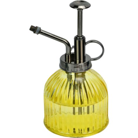 Retro-Bewässerungssprüher, 200 ml Glasgießkanne für Pflanzen, Glasgießkanne für Topfterrarien im Innenbereich, für drinnen und draußen, Garten, Blumen, Zimmerpflanzen, Gelb