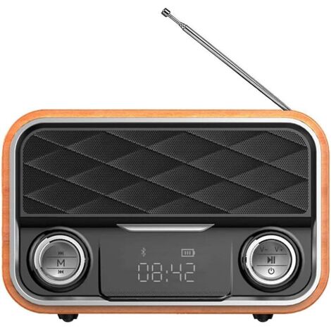 Retro-Bluetooth-Radio mit AUX/FM, Notfallradio mit Antenne, klarer Klang, tragbarer Bluetooth-Lautsprecher, Hochleistungs-Bluetooth, kompatibel mit Android-Tablet