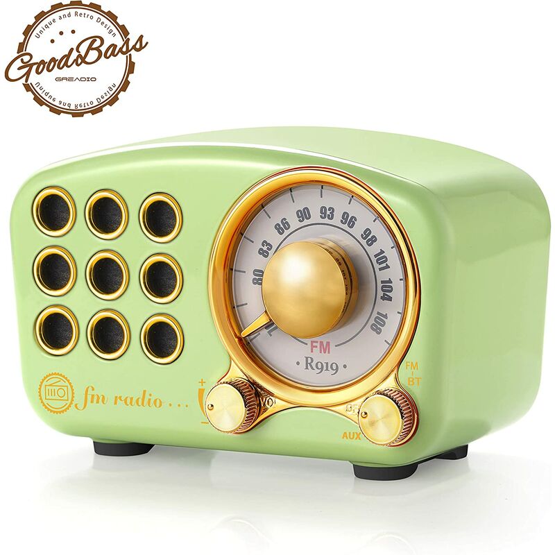Retro Bluetooth Speaker, Vintage Radio- FM Radio with Old Fashioned Classic Style, Strong Bass Enhancement