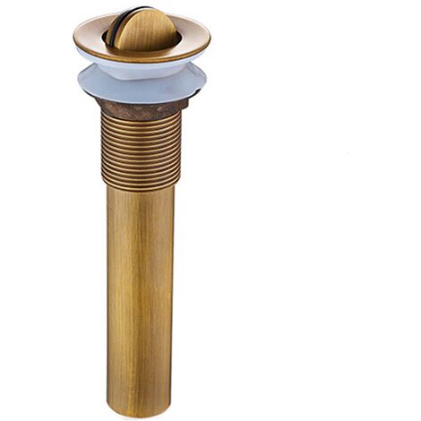 Rétro Bouchon Bonde de Lavabo Vidange sans Trop-Plein en Laiton Bronzé Universel Valve Draineur d’Evier Vasque Siphon sans Trou de Débordement Poli- sans Trop-Plein Macaron
