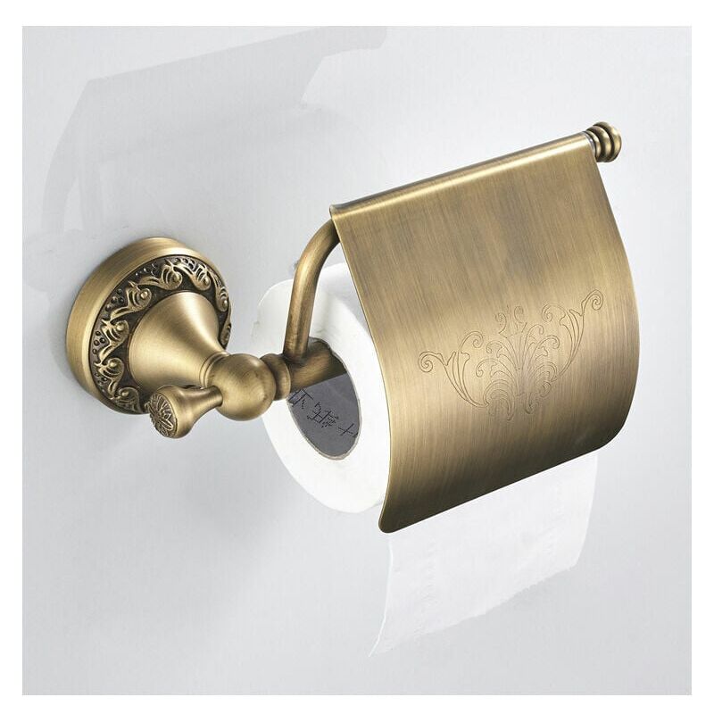 Ayyqh - shining house Retro Brass Toilet Paper Holder, Wall Mounted Toilet Paper Roll Holder, Toilet Paper Holder with Lid Retro Brass Wall Mounted