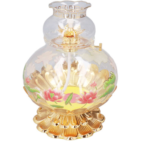 Retro-Buddha-Petroleumlampe, elegante, klassische Blumenform für Zuhause und Tempel, mittlere Größe