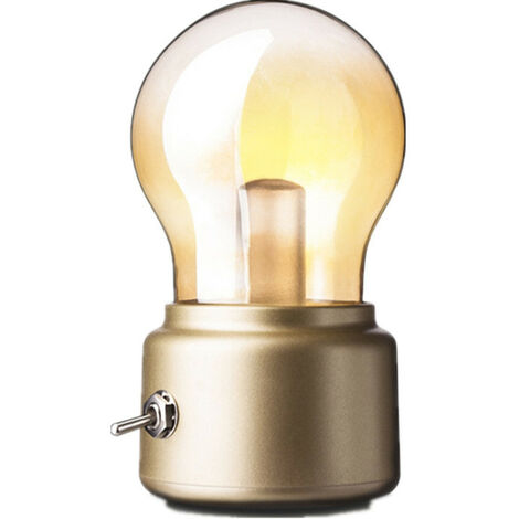 main image of "Retro Bulb Bedside Lamp, USB Rechargeable LED Night Light Mini Bedside Lamp Stylish Desk lamp for bedroom bedroom desk lighting"