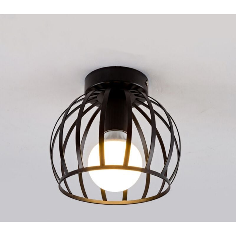 Wottes - Retro ceiling lamp E27 industrial ceiling lamp metal bedroom living room lighting - Nero