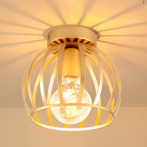 Retro Ceiling Lamp Metal Cage Ceiling Light Round Ceiling Lamp E27 20CM For Bedroom Cafe Restaurant , Gold