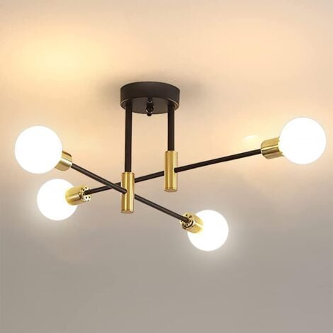 XUIGORT Retro Ceiling Light, E26 Industrial Ceiling Light, 70cm Diameter, For Bedroom, Kitchen, Hallway, Modern Pendant 4 Lights (Bulb not included)