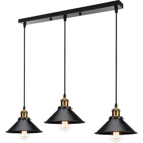 STOEX Retro Ceiling Light Industrial 22CM Pendant Light Creative 3 Lights Chandelier for Living Room Dining Room Bar Balcony Black