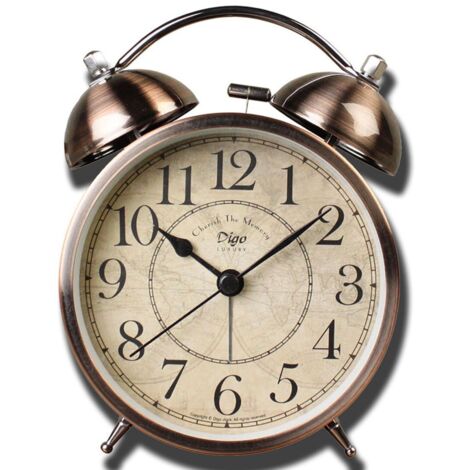 Rétro classique Horloge de bureau, Saytay Réveil très bruyant sans tic-tac, réveil de chevet avec éclairage de nuit, à piles à quartz pour chambre à coucher, salon, salle d'étude, cuisine, etc.