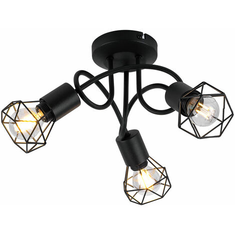 RETRO Decken Lampe schwarz Wohn Zimmer Beleuchtung Käfig Spot Rondell Strahler Leuchte Globo 58402S-3D