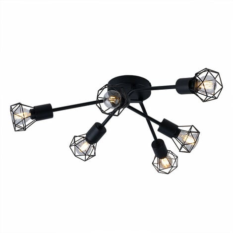 RETRO Decken Lampe schwarz Wohn Zimmer Beleuchtung Käfig Spot Strahler Leuchte Globo 54802S-6