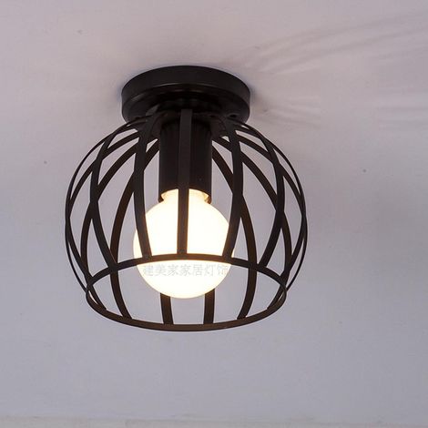 Retro Deckenleuchte Vintage Industrial Style Design Deckenlampe Loft Beleuchtung in Schwarz Cage Innen Eisen für Dekoration Cafe Restaurant Küche