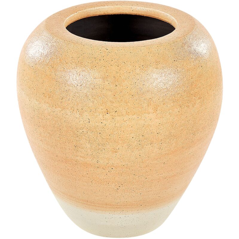 Beliani - Retro Decorative Vase Terracotta Handmade Orange And Beige Skione