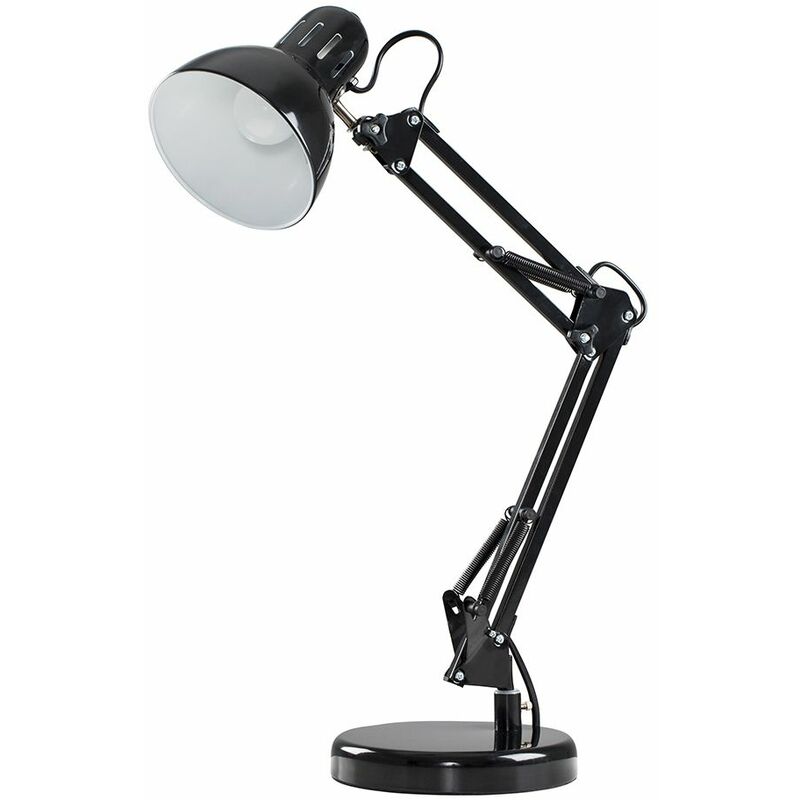 Adjustable Office Desk Reading Lamp With 4W Golfball LED Bulb - Black