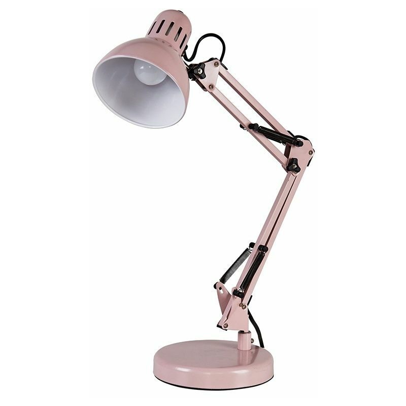 Adjustable Office Desk Reading Lamp With 4W Golfball LED Bulb - Pink