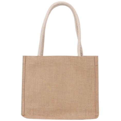 Retro-Einkaufstasche aus Jute, großes Fassungsvermögen, tragbar und trendig (Größe L)