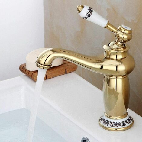Retro Faucet Mixer Gold Vintage Sink Faucet Bathroom Kitchen Faucet Single Lever Mixer Faucet for Kitchen Bathroom Sink