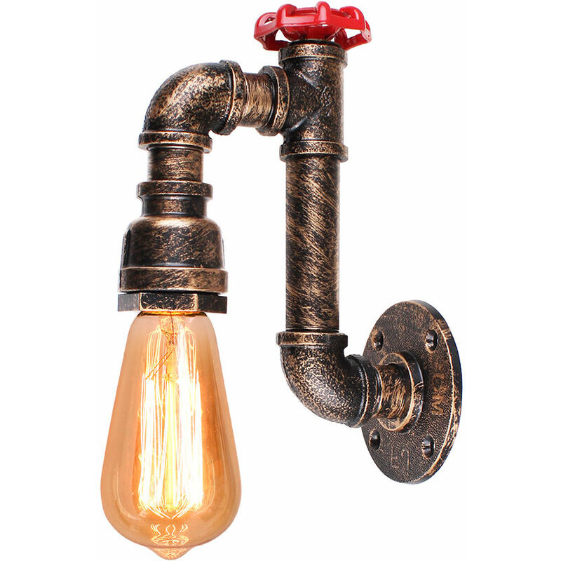 Retro Faucet Wall Light Vintage Industrial Wall Lamp Metal Wall Sconce for Cafe Office E27 Rust