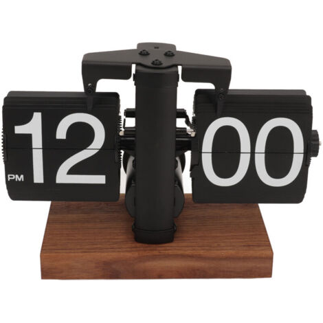 Retro Flip Clock – automatisch rotierende digitale Tischuhr, batteriebetriebene mechanische Tischuhr, schwarz – ideal für Zuhause, Büro, Schlafzimmer-Dekor