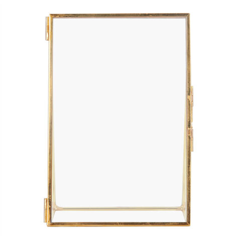 Retro-Fotorahmen aus Messing und Glas mit Tischständer, Kupferband und Metallstruktur (15x20 cm)