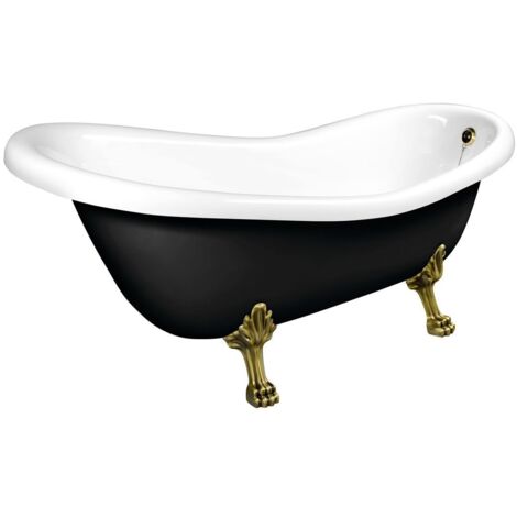 RETRO Freestanding Bath 167,5x76x71cm Bronze Legs, Noir/Blanc