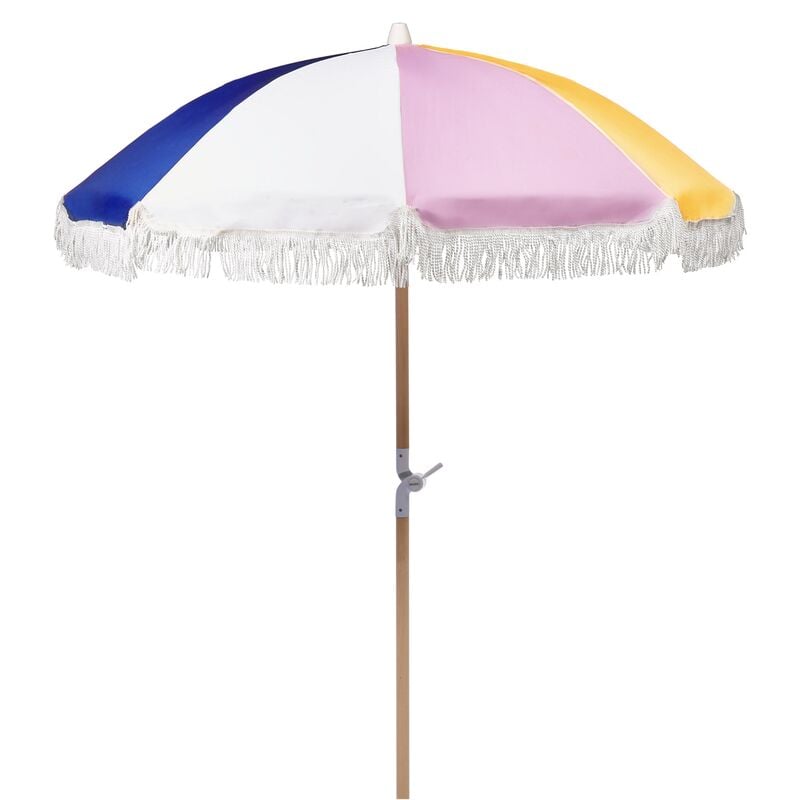 Retro Garden Market Parasol Outdoor Umbrella Beech Wood Pole Multicolour Mondello